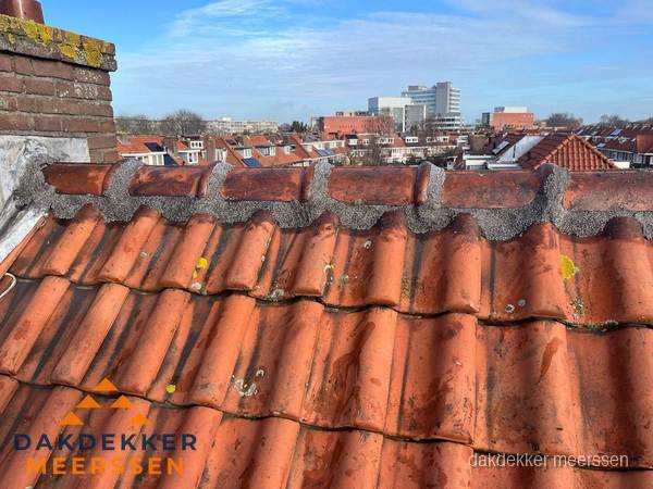 Pannendak met nokvorst en schoorsteen, dakrenovatie in Meerssen Pannendak met nokvorst en schoorsteen, dakrenovatie in Meerssen